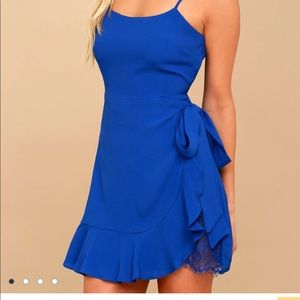 Lulus’s cobalt blue wrap dress